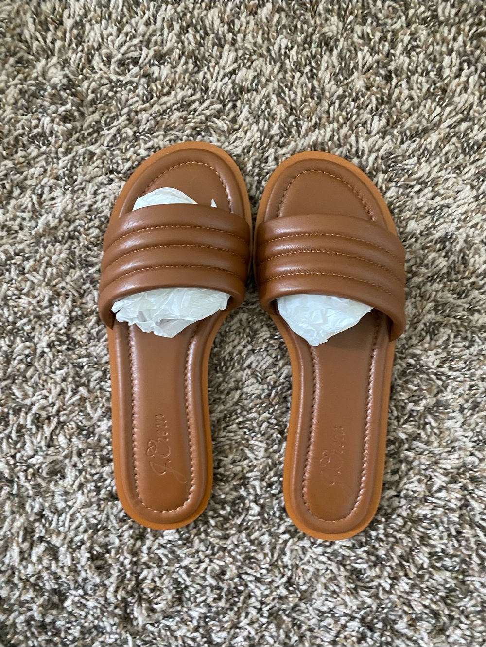 J. Crew Cognac Padded Slides NIB